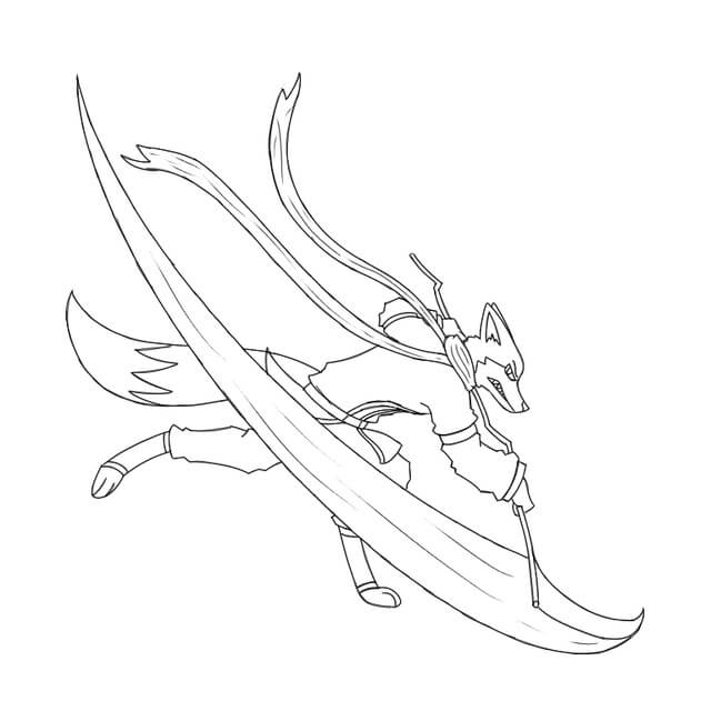 Anime Rubah memegang Sabit