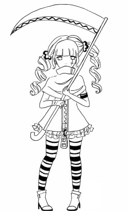 Gadis Anime Keren memegang Sabit