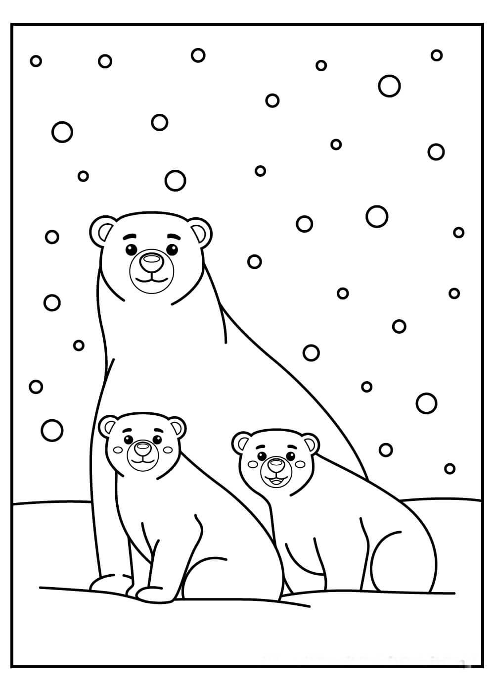 Ibu Beruang Kutub yang Lucu dan dua Bayi Beruang Kutub