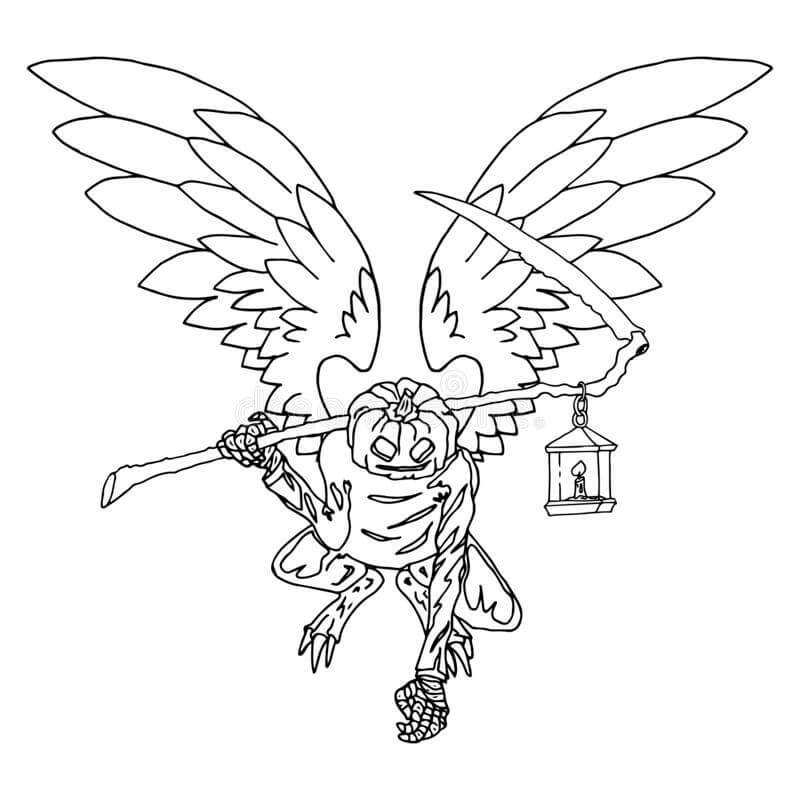 Monster labu dengan Sayap memegang Sabit