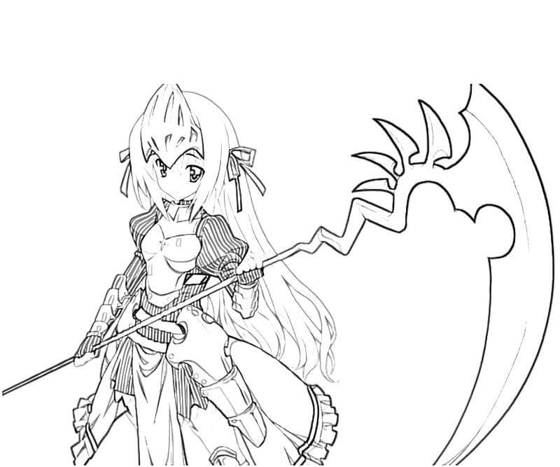 Prajurit Gadis Anime memegang Sabit