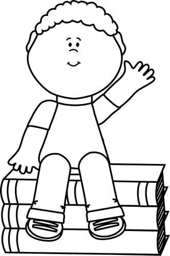 Anak laki-laki duduk di Buku