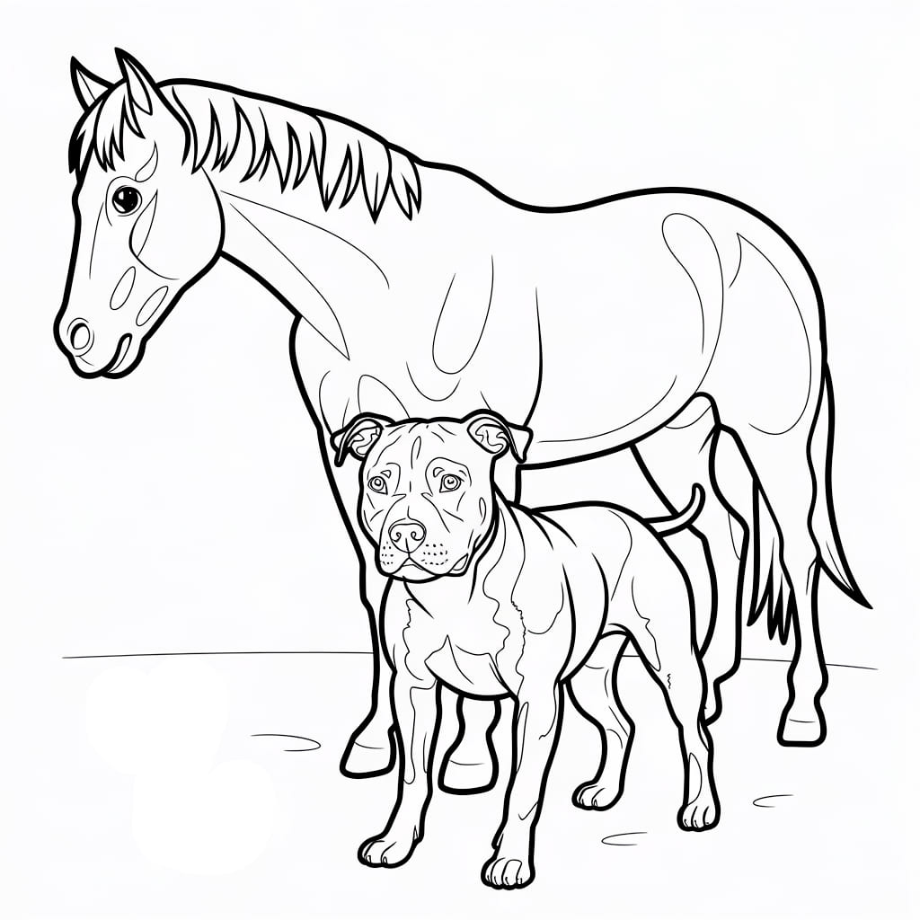 Anjing Pitbull dan kuda