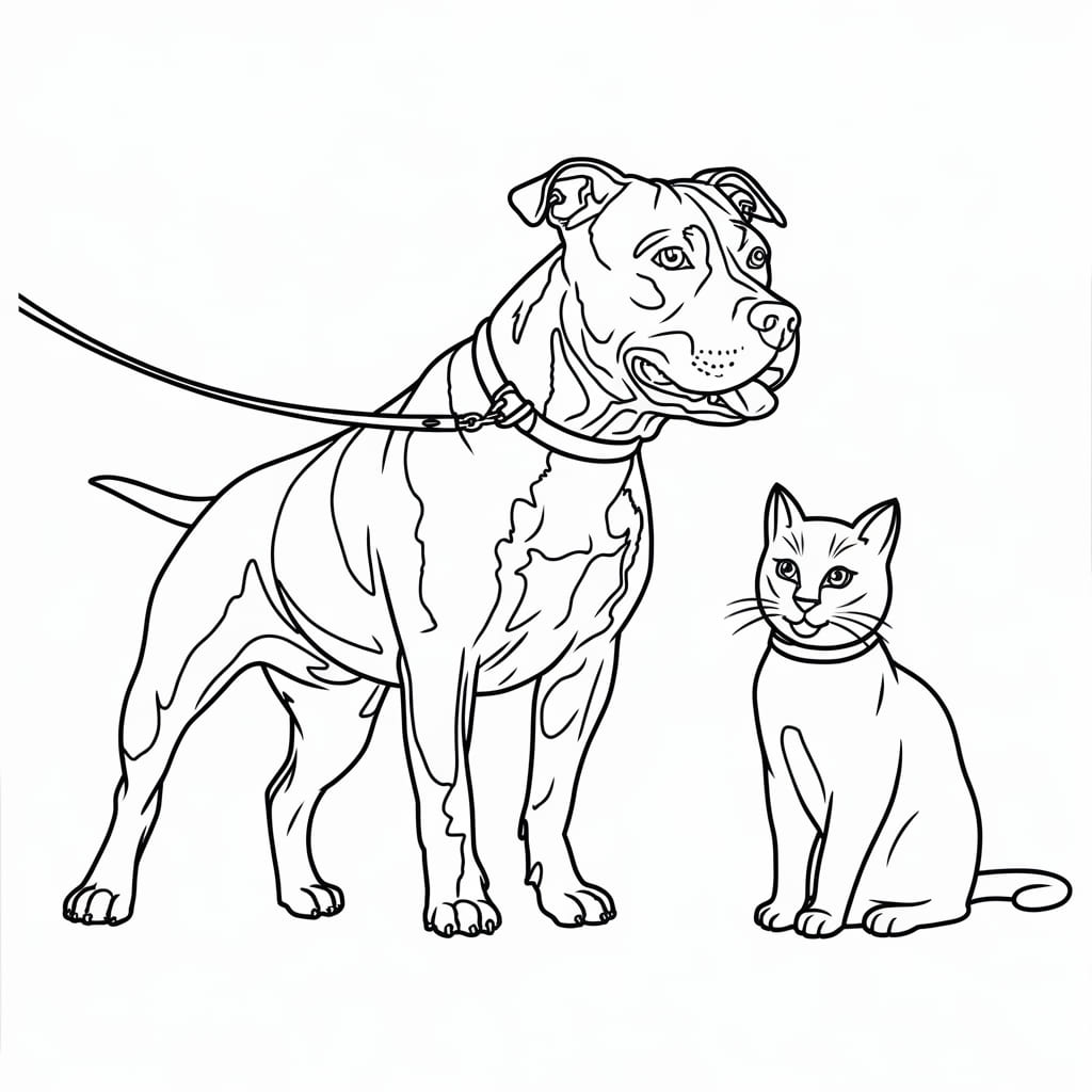 Anjing Pitbull dengan kucing