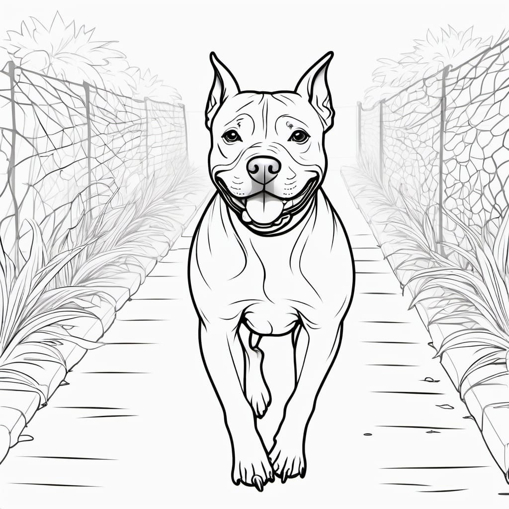 Anjing Pitbull di jalan