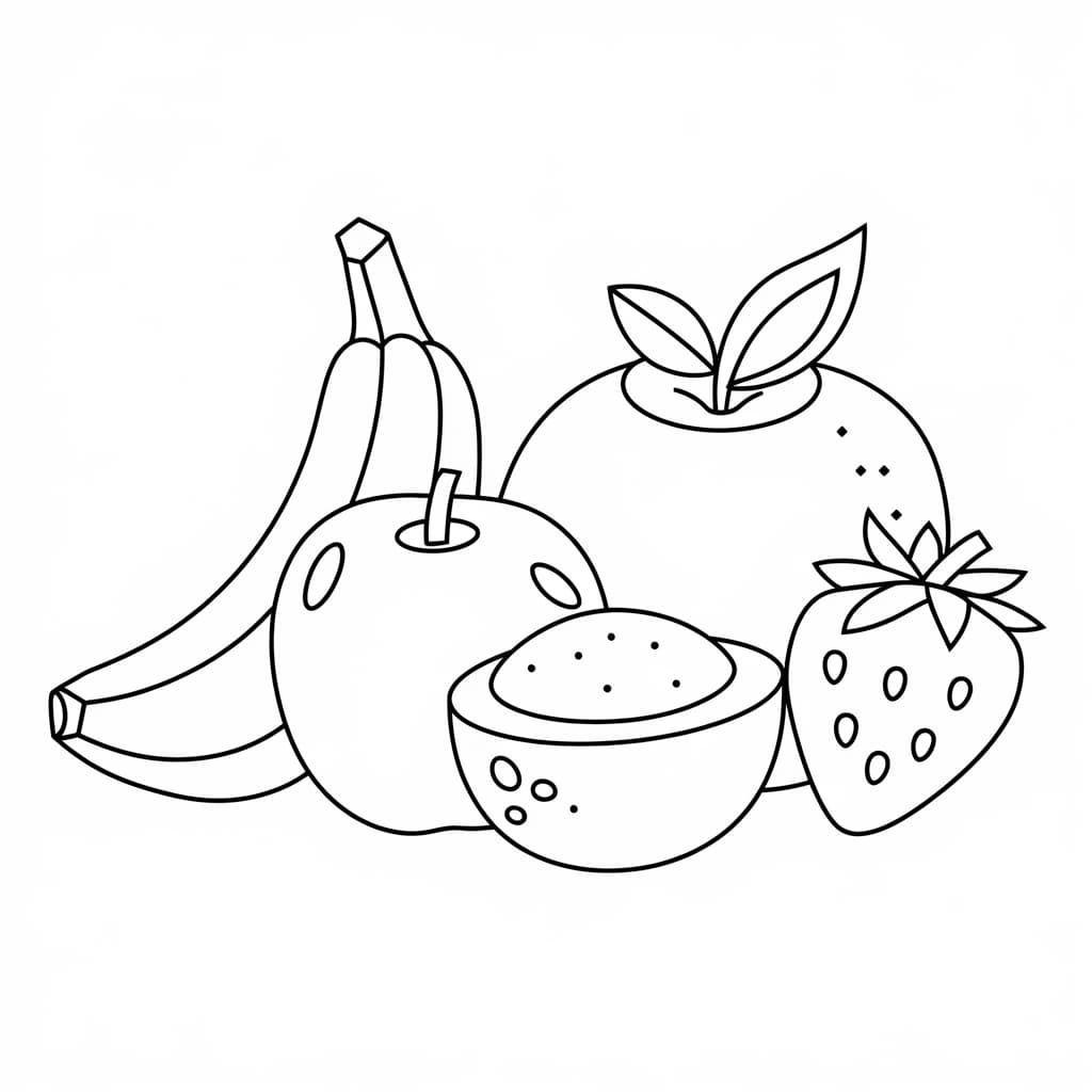 Buah pisang apel jeruk stroberi