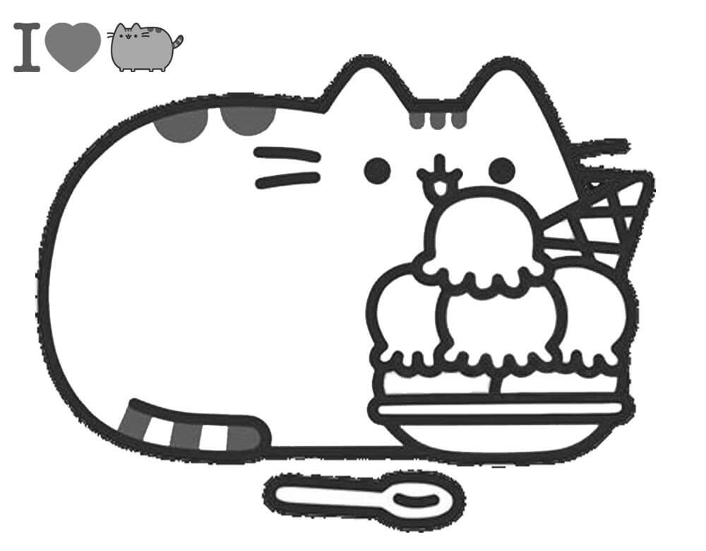 Pusheen Lucu dengan Es Krim