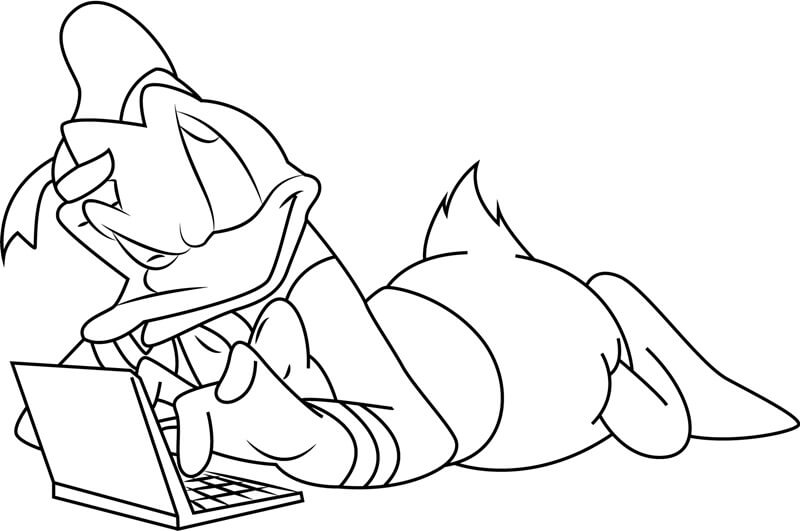 Donald Bebek dengan Laptop