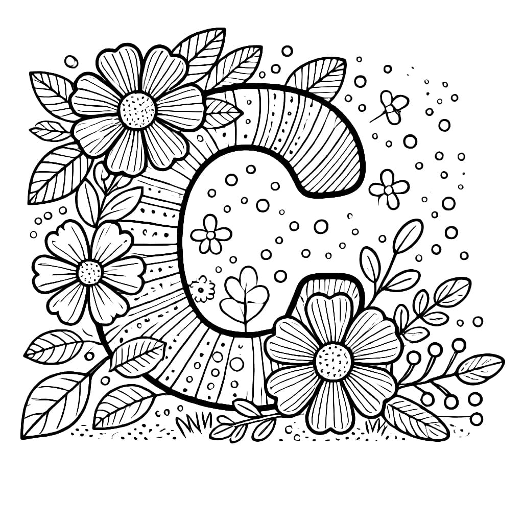 Huruf C dengan bunga