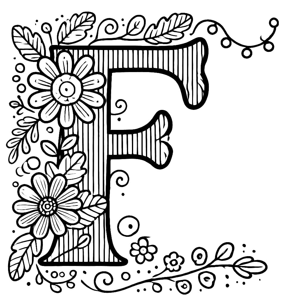 Huruf F dengan bunga