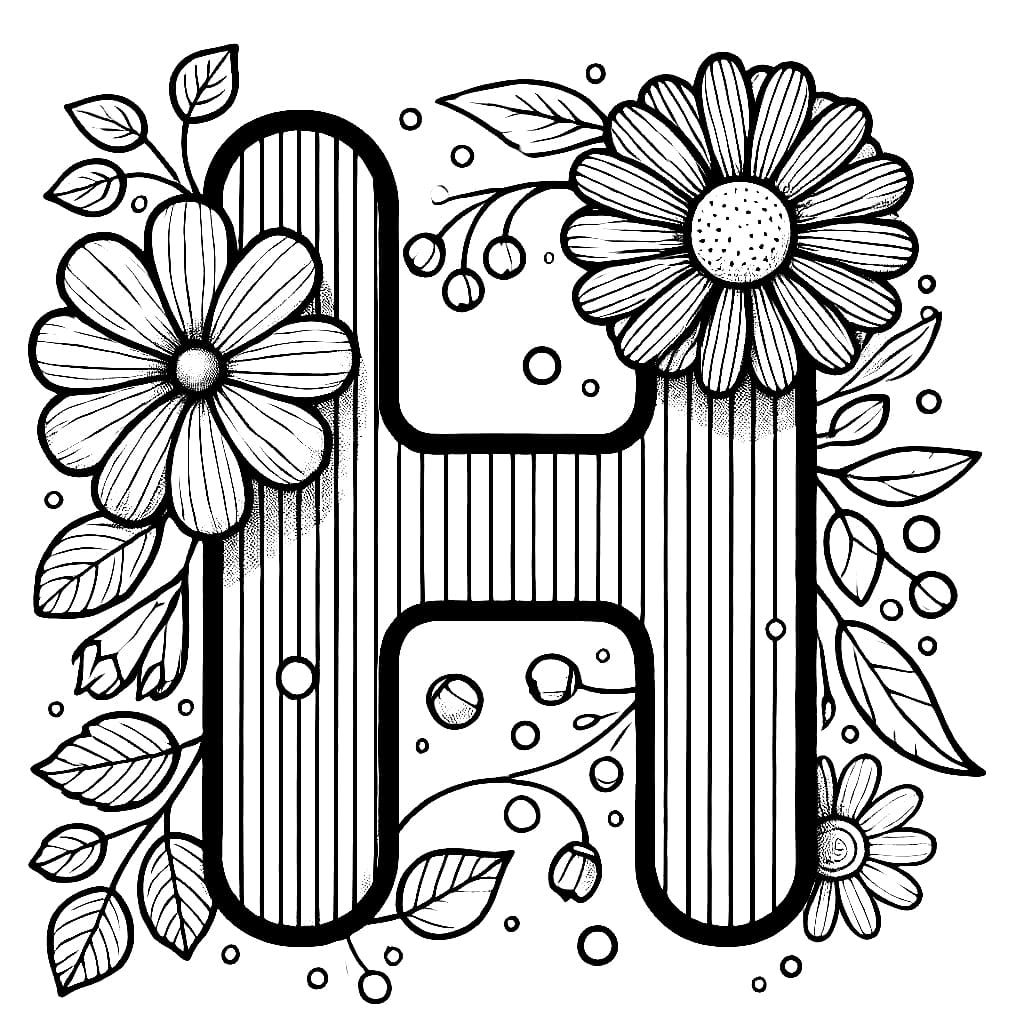 Huruf H dengan bunga