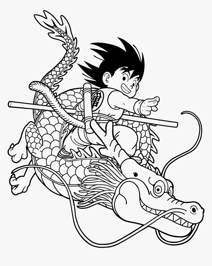 Songoku Kecil Terbang dengan Naga
