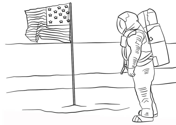 Manusia dan Bendera di Bulan