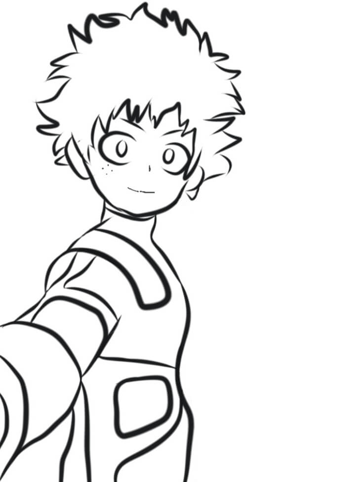 Menggambar Deku Tersenyum