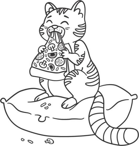 Kucing makan Pizza