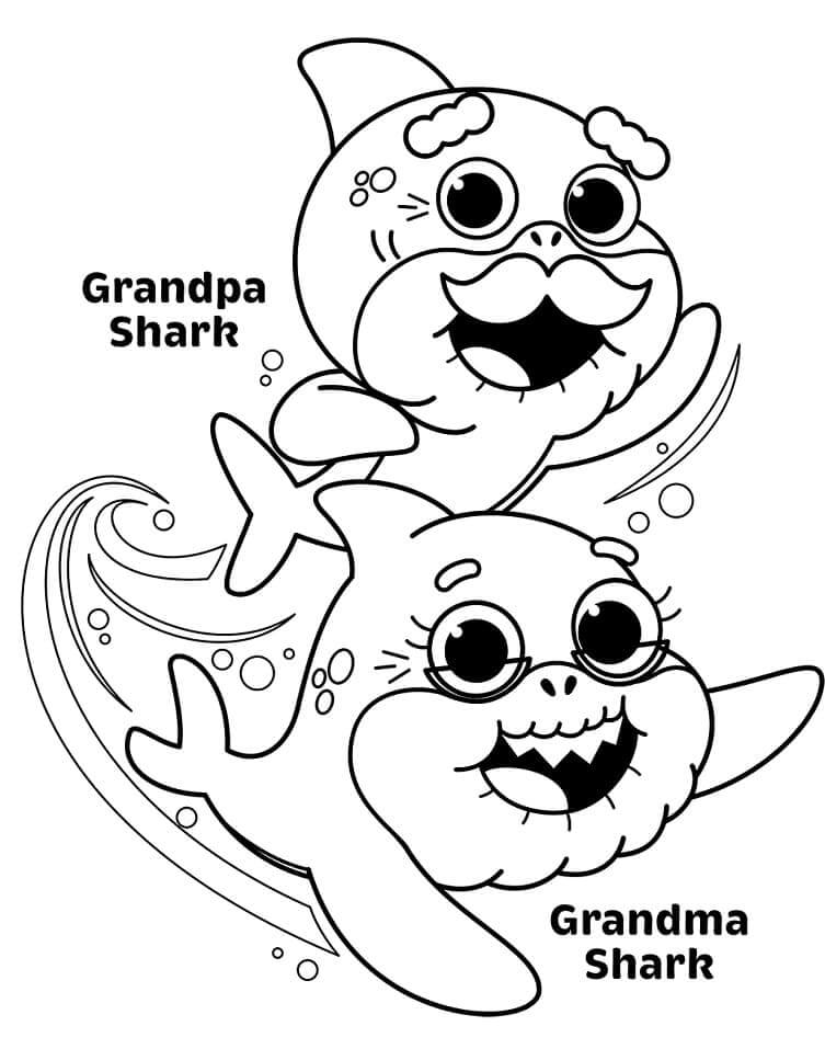 Hiu Kakek dan Hiu Grandma Berenang