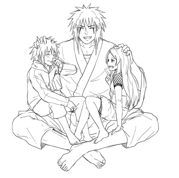Jiraiya dengan Minato dan Kushina