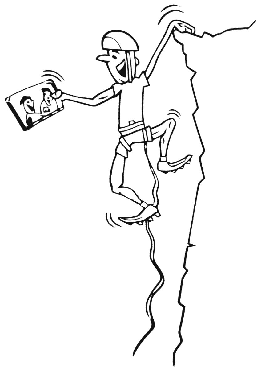 Pendaki Gunung Memegang Tablet