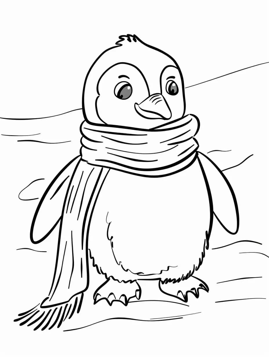 Penguin lucu memakai syal