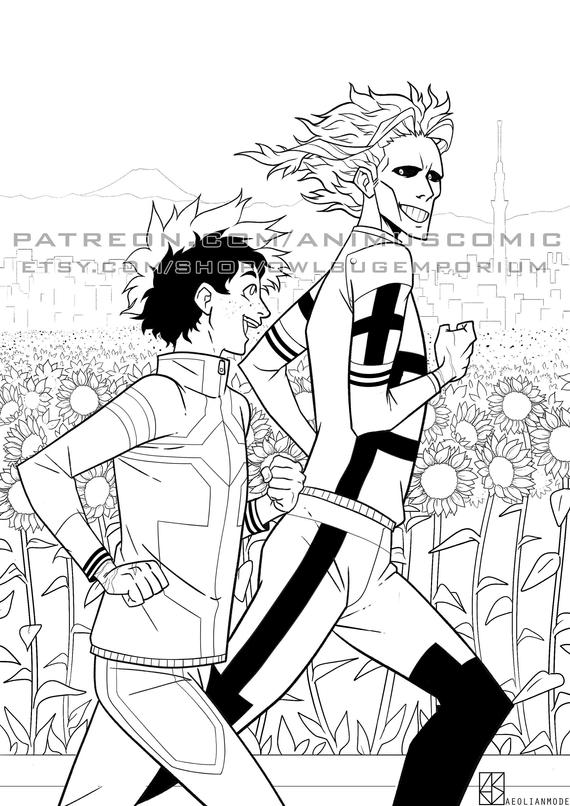 All Might and Izuku Coloring Page - Pi5bpaprt 