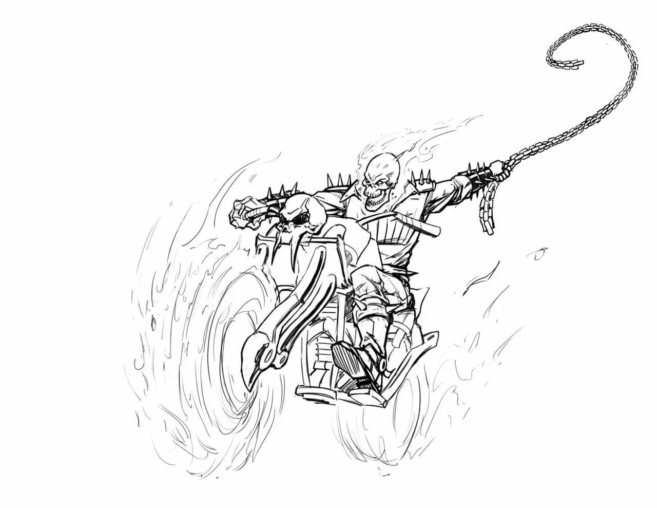 Ghost Rider Keren mengendarai Motor