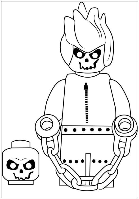 Lego Ghost Rider dengan Tengkorak
