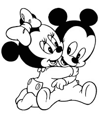 Bayi Mickey memeluk Minnie Mouse