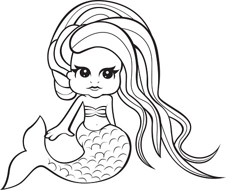 Gadis Kecil Putri Duyung Duduk