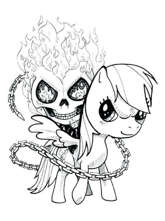 Kartun Ghost Rider Mengendarai Unicorn