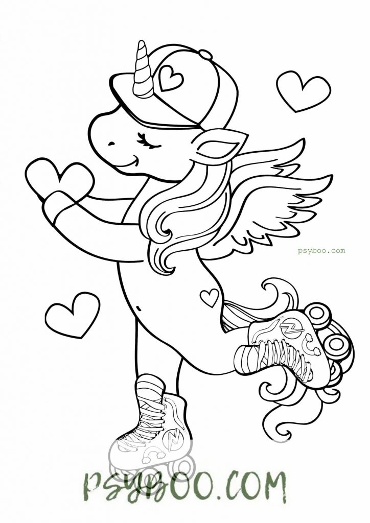 Kawaii Unicorn bermain Sepatu Roda