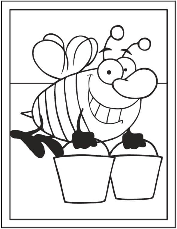 Lebah Memegang Dua Botol Madu