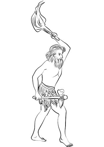 Manusia gua dengan Kapak dan Obor