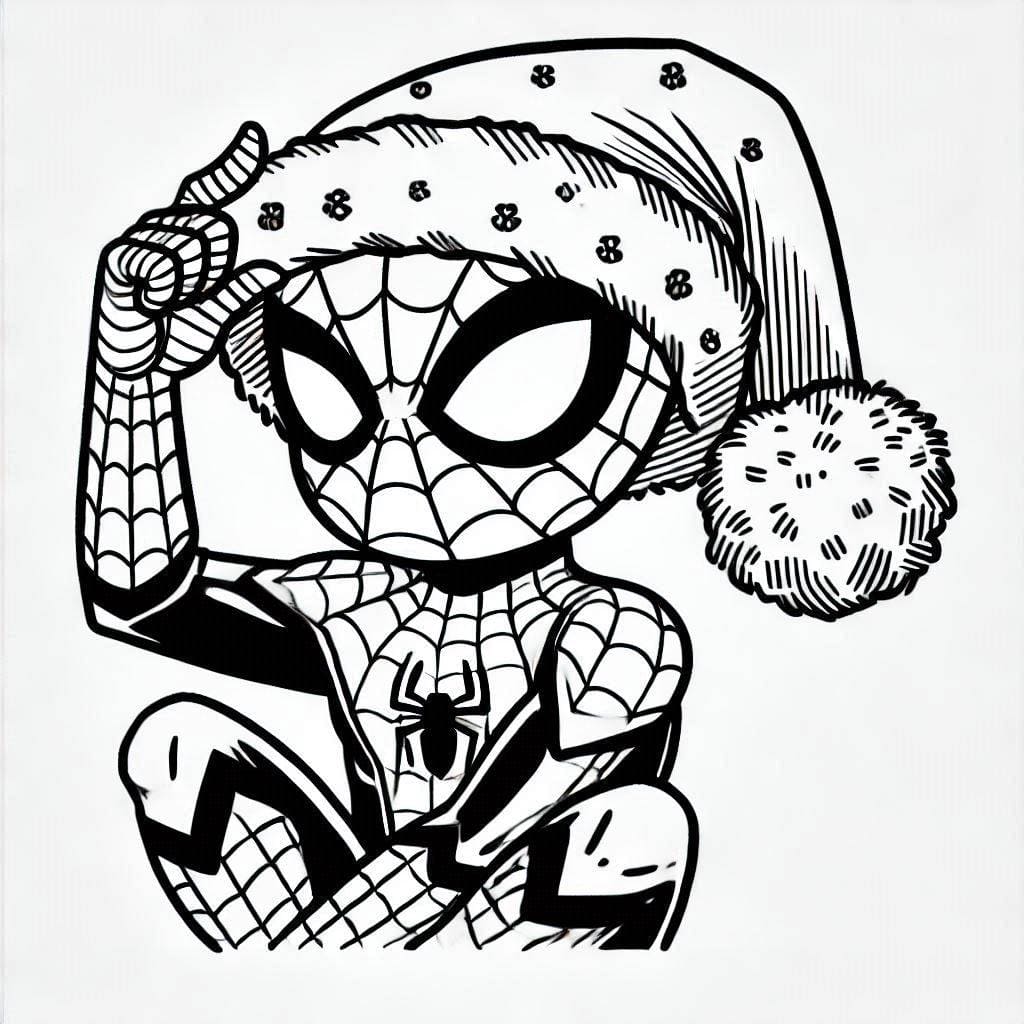 Manusia laba-laba dengan Topi Natal