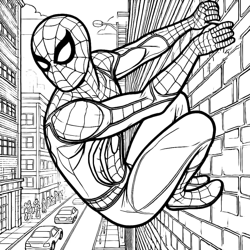 Manusia laba-laba menempel di dinding