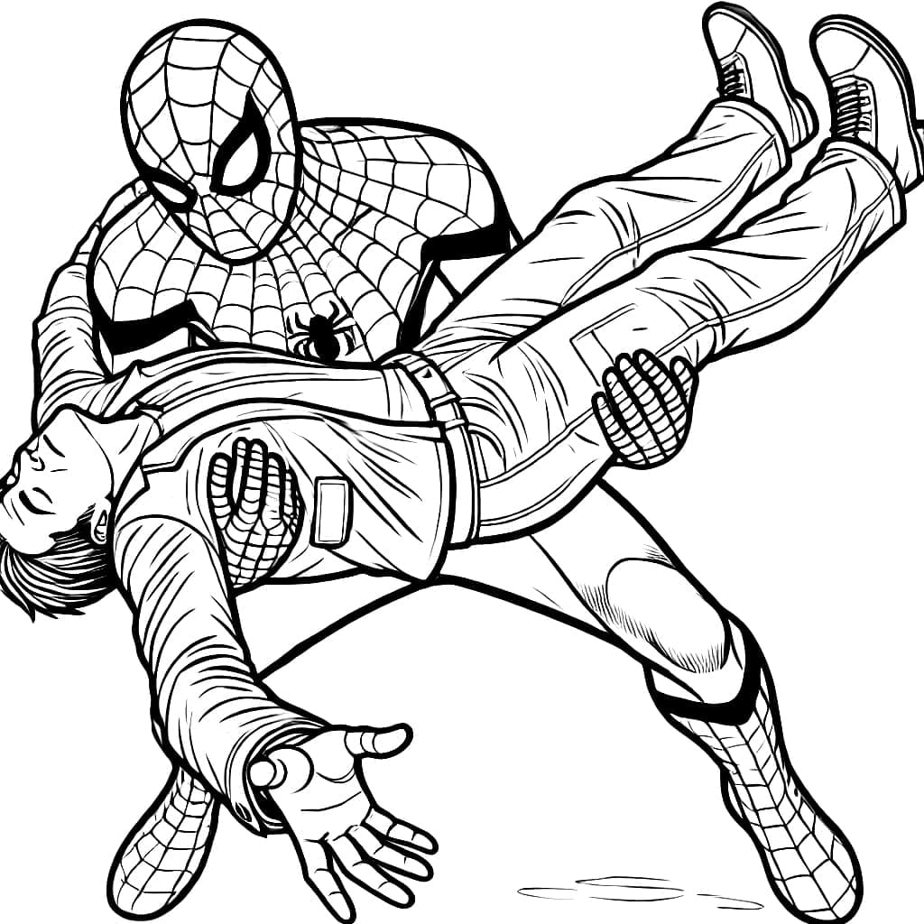 Manusia laba-laba menyelamatkan seorang pria