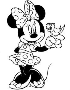 Minnie Mouse Memegang Burung