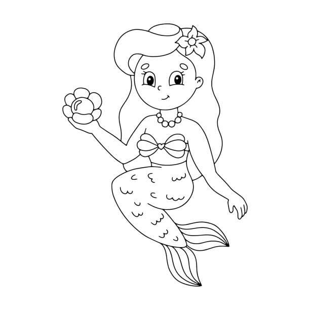 Putri Duyung Tersenyum memegang Bunga