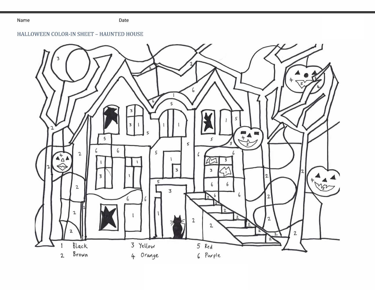 Rumah dalam Warna Halloween Dengan Angka