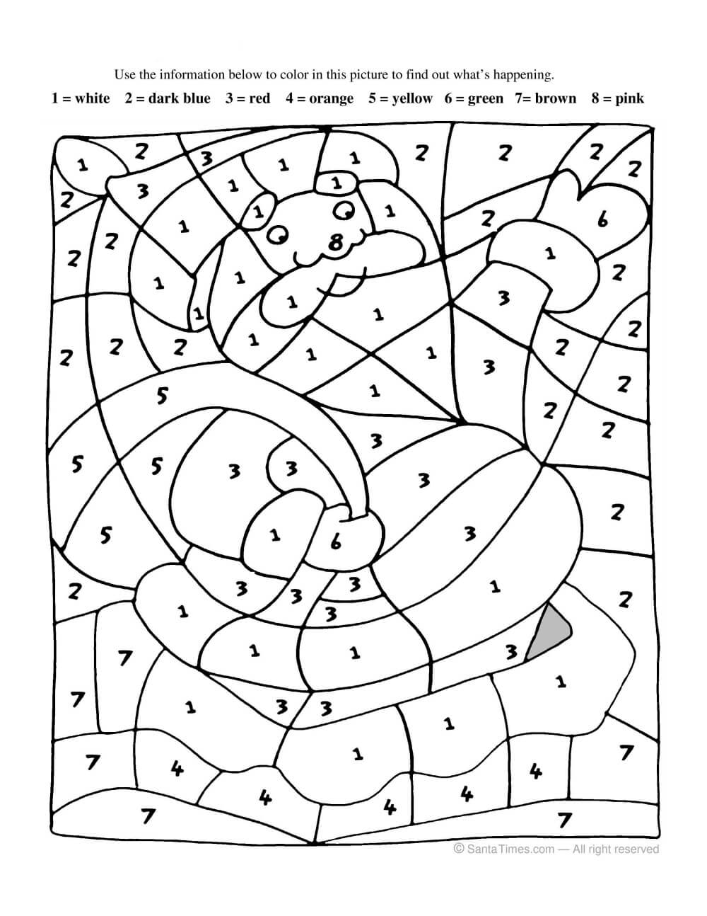 Santa Claus Tersenyum Warna Dengan Angka