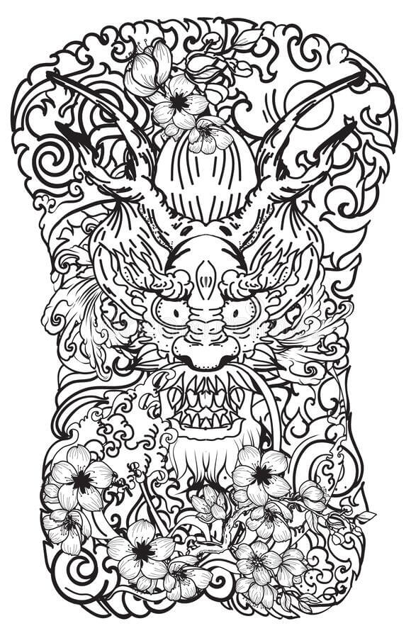 Tato Naga yang Digambar Tangan