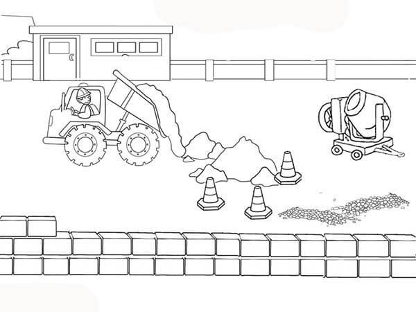 Truk Konstruksi Membuang Kotoran di Jalan