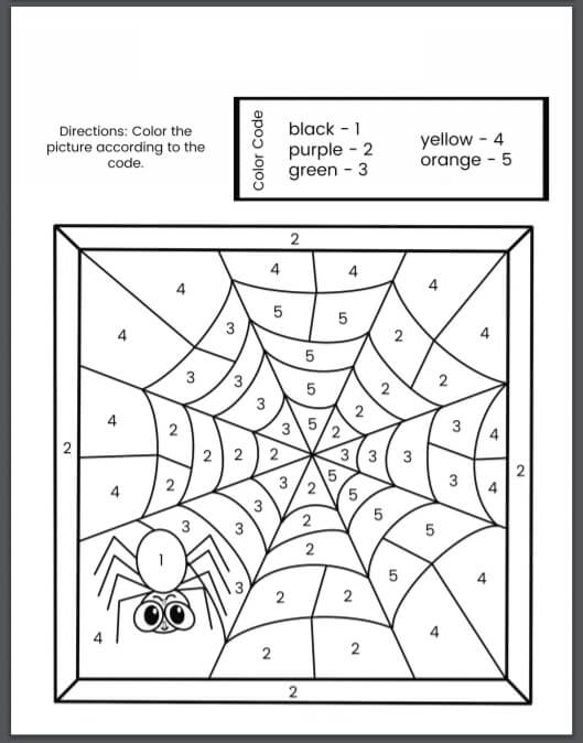 Warna Laba-laba Dengan Angka