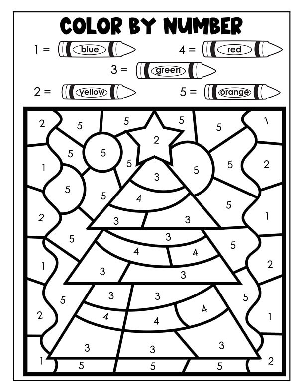 Warna Pohon Natal Dasar Dengan Angka