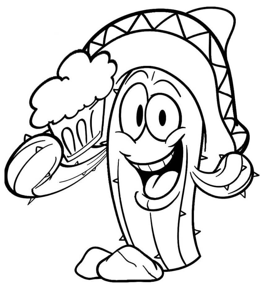 Kaktus Kartun memegang Kue