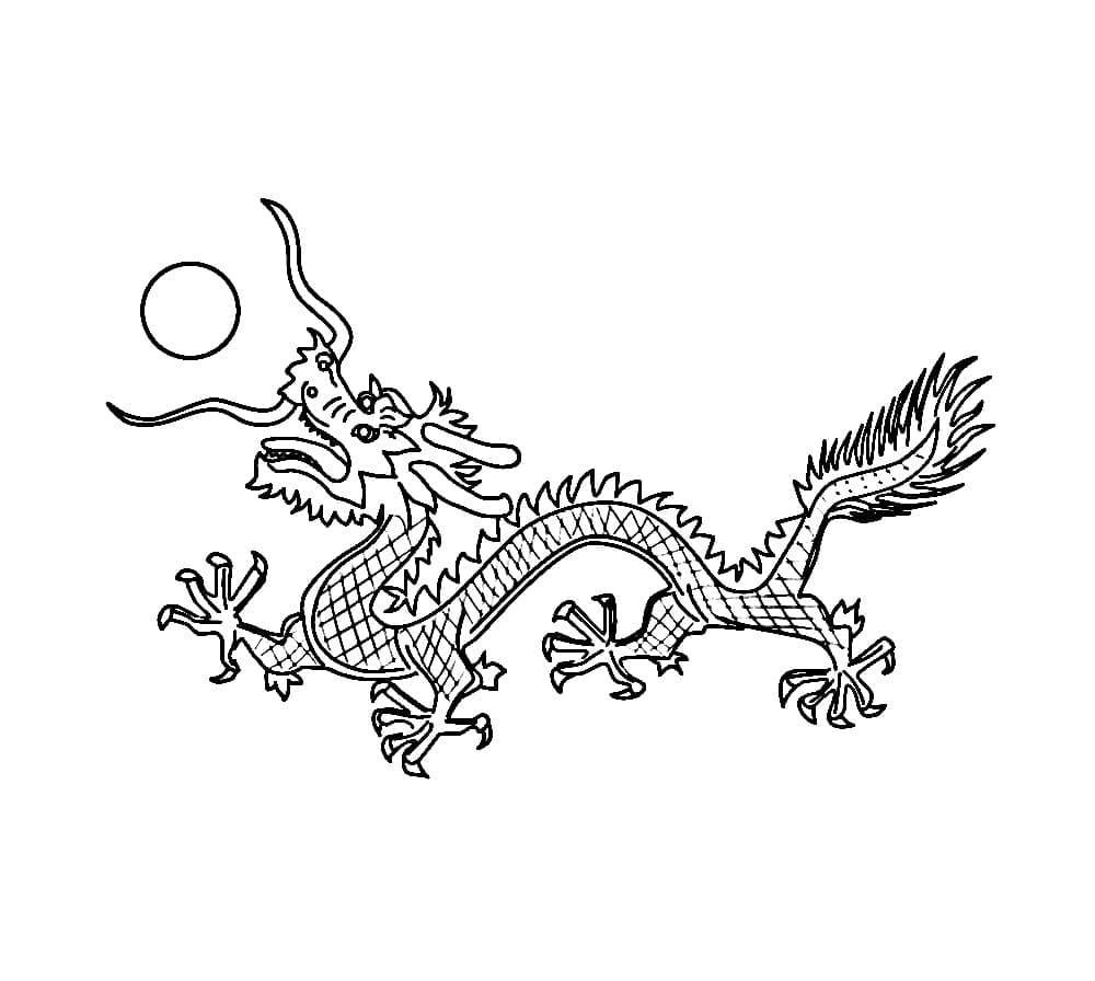 Naga Cina dengan matahari