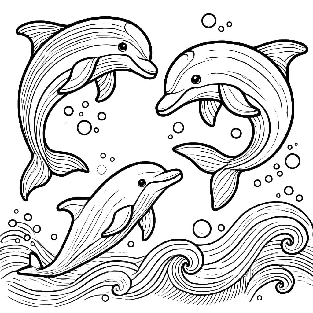 Tiga Lumba-lumba di atas air