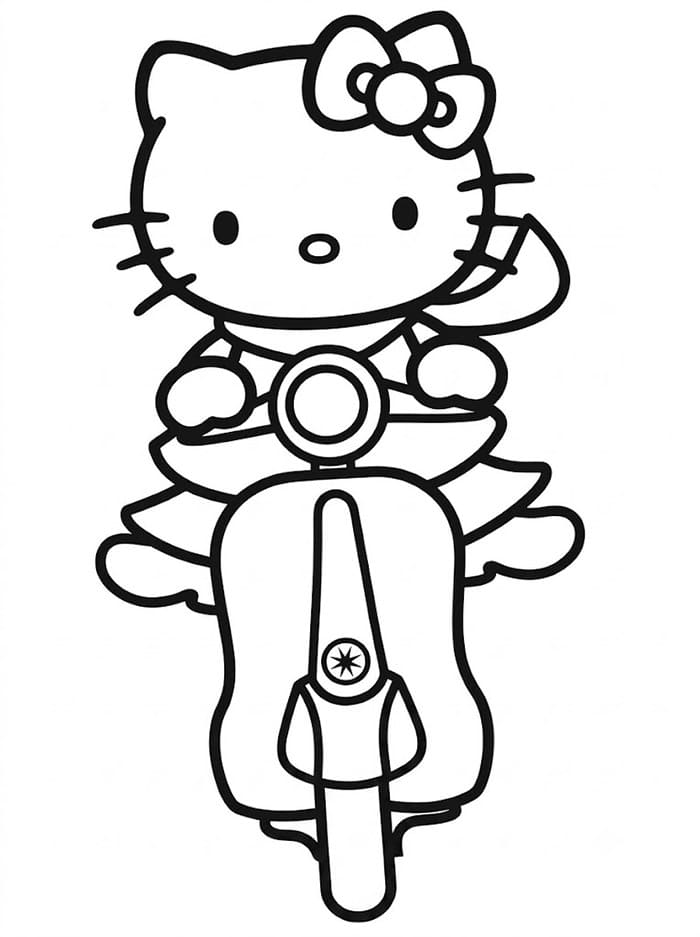 Hello Kitty mengendarai Sepeda Motor