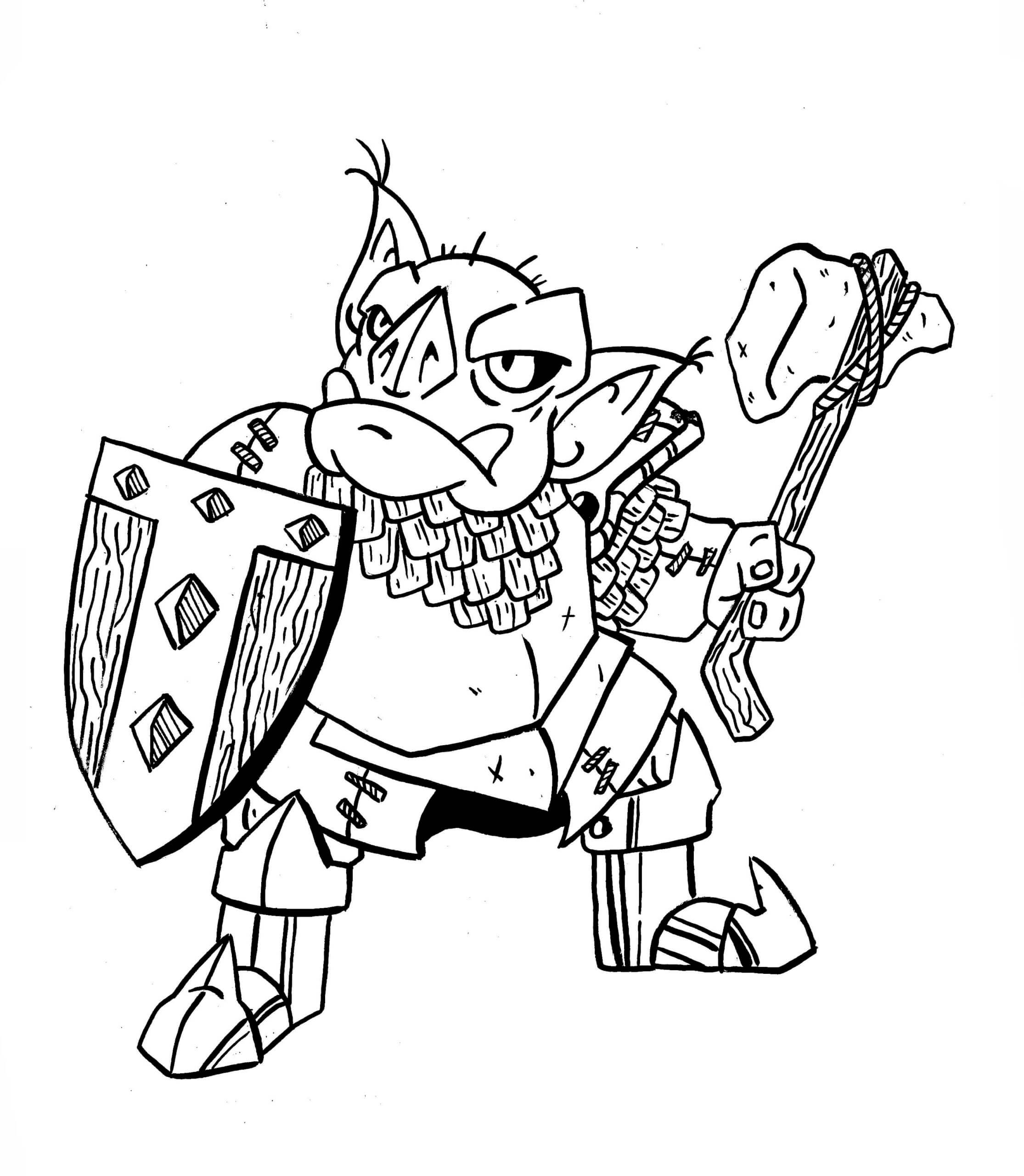 Goblin memegang Kapak dan Perisai