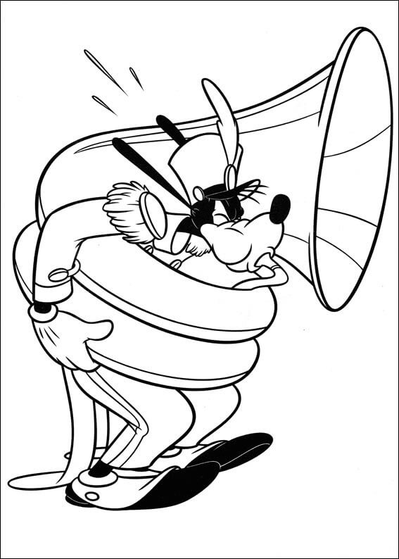 Goofy blows the Trumpet