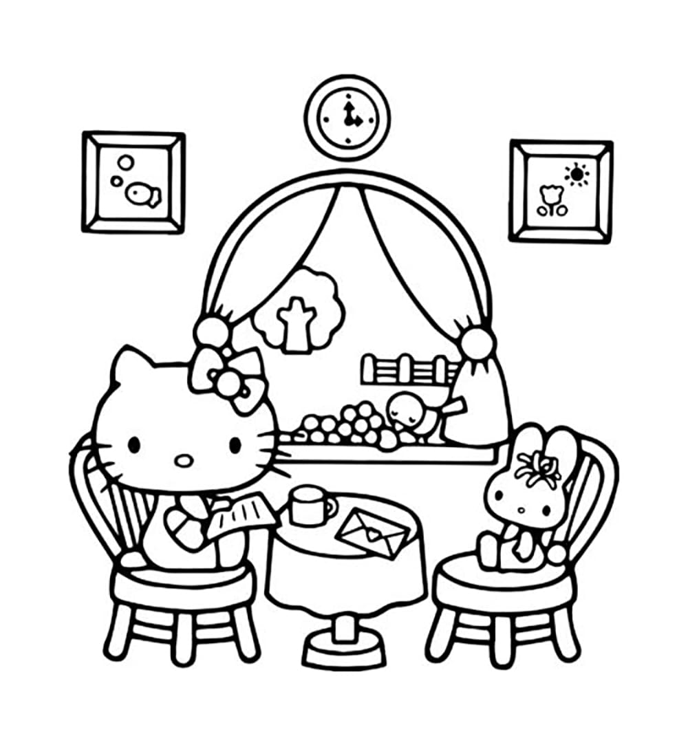 Hello Kitty membaca surat